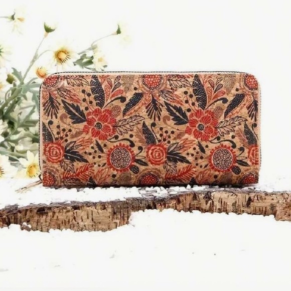 NEW Floral Cork Long Wallet - Picture 1 of 5